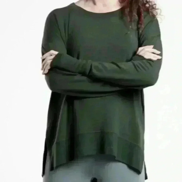 Athleta Coaster Luxe Pullover Casual Sweatshirt Green - Picture 1 of 9